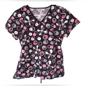 Brooks Women’s Size Small Scrub Top Short Sleeve V Neck Pockets Tie